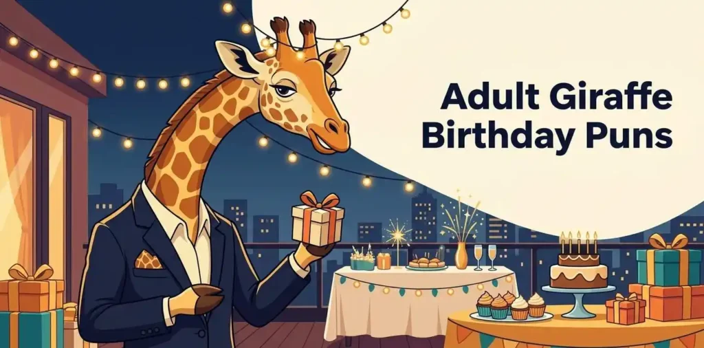 Adult giraffe celebrating stylish birthday
