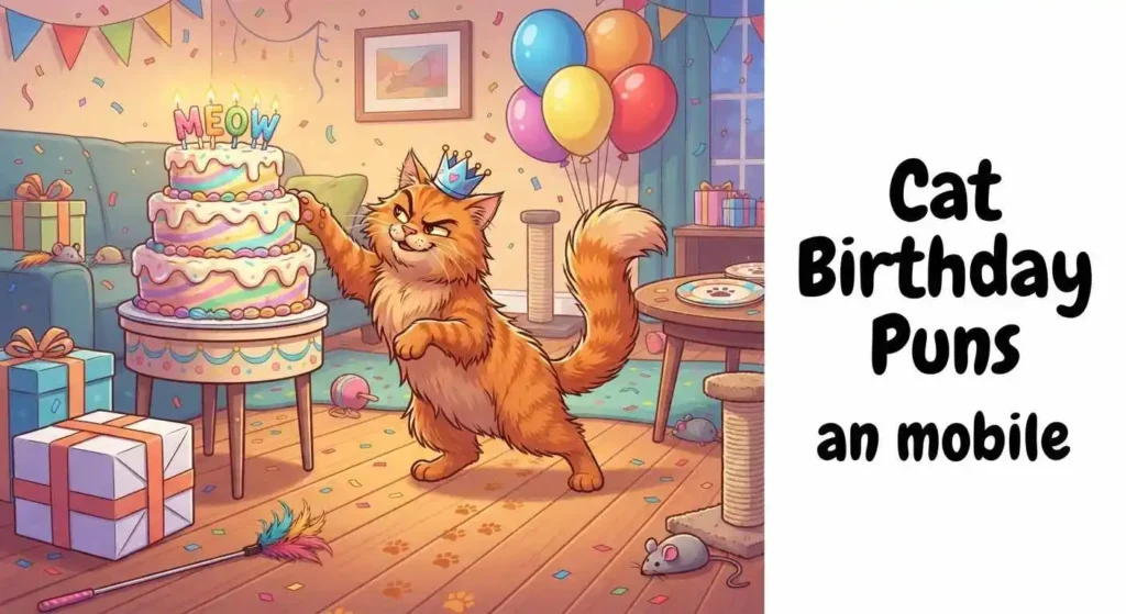 Funny cat birthday celebration
