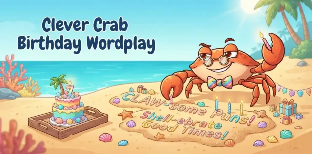 Clever crab birthday wordplay
