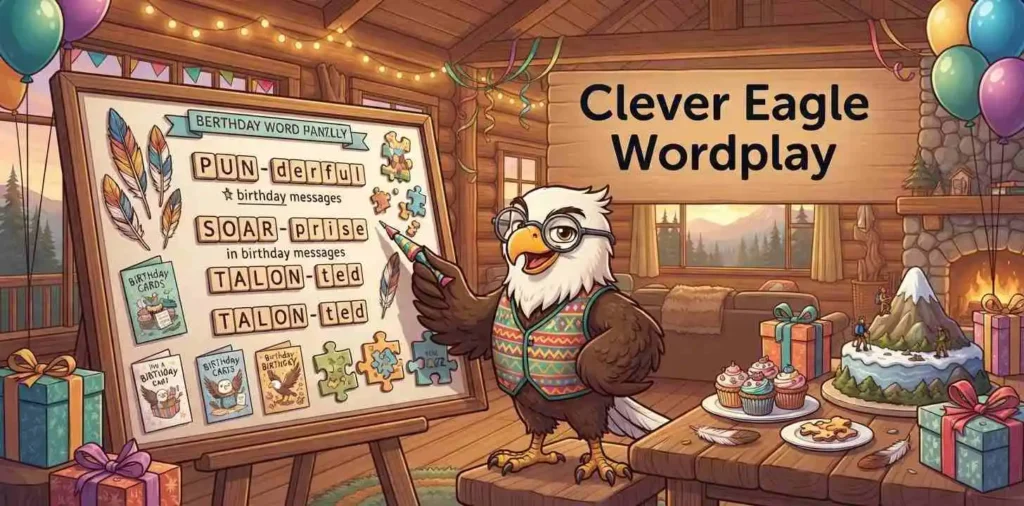 Clever eagle birthday party scene