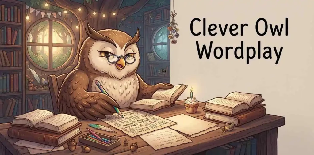 Clever owl birthday with books