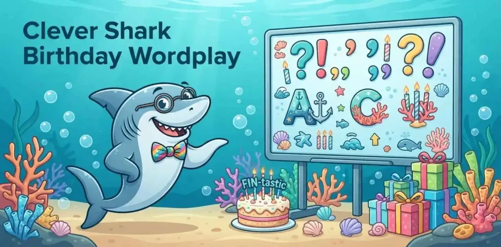 Clever shark birthday wordplay