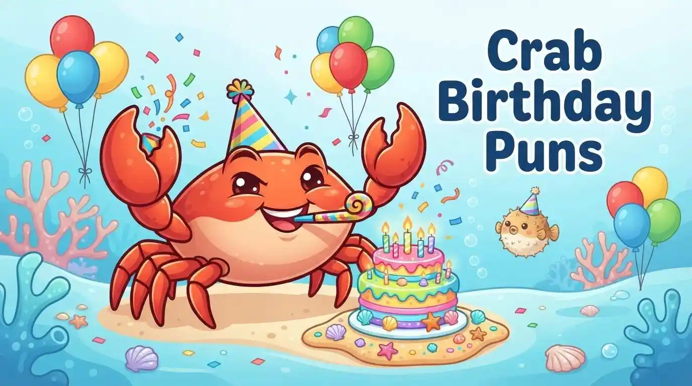 Funny crab celebrating birthday party