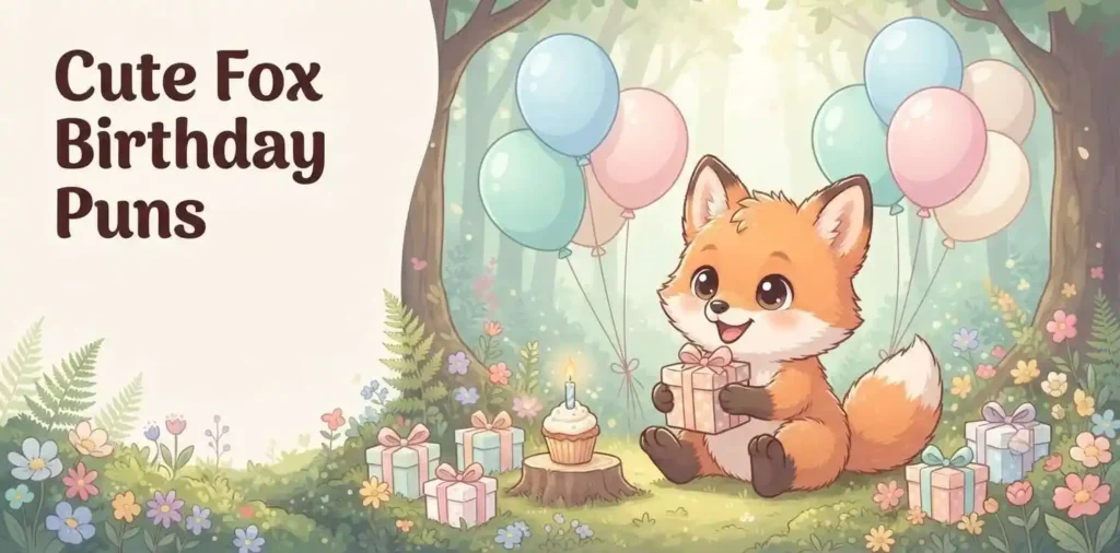 Cute fox birthday celebration