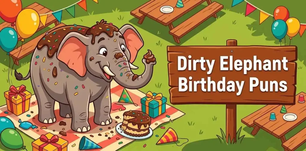 Playful elephant birthday joke