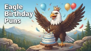 Cheerful eagle celebrating birthday