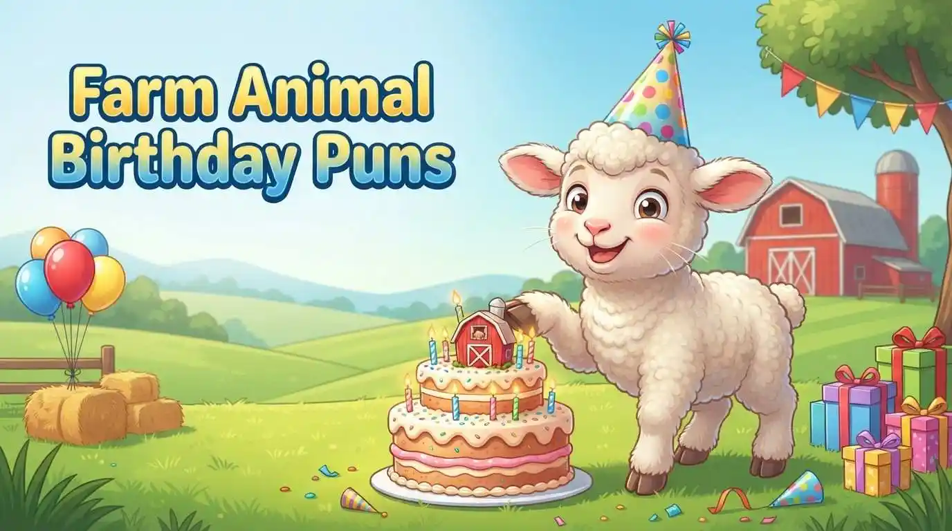 Farm animals celebrating birthday together