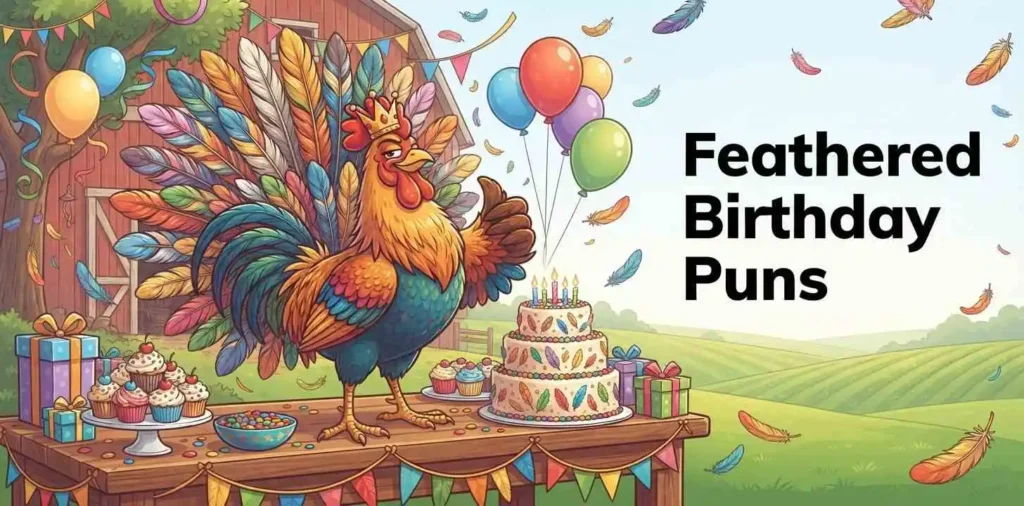 Colorful rooster feather birthday party