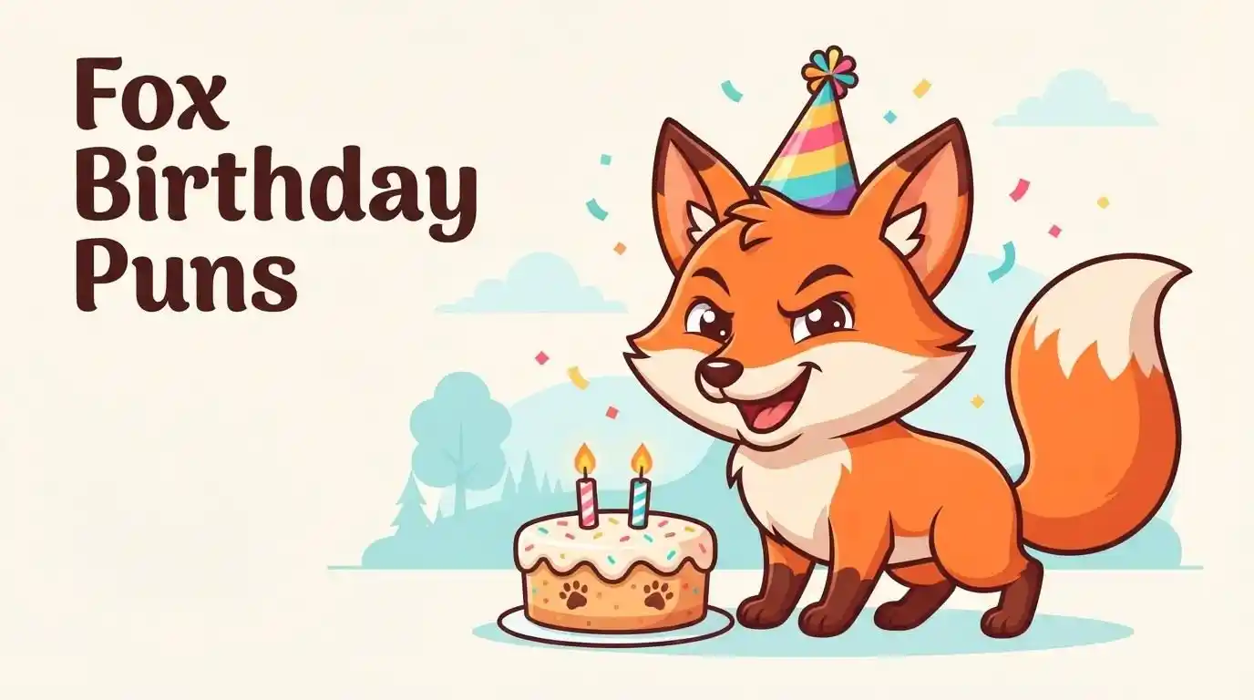 Cute fox celebrating birthday party