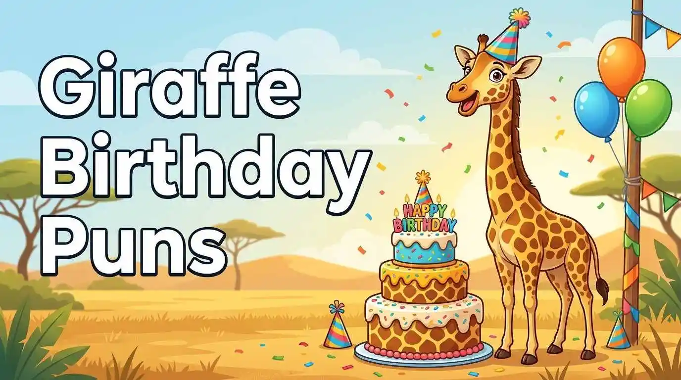 Cheerful giraffe celebrating birthday with cake