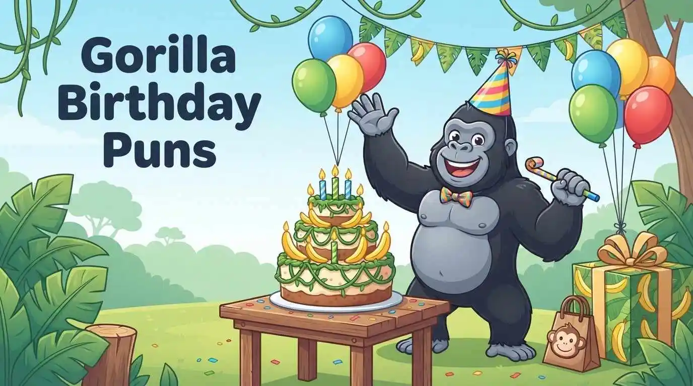 Funny gorilla birthday celebration