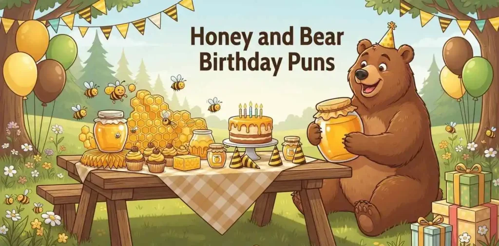 Bear enjoying honey birthday