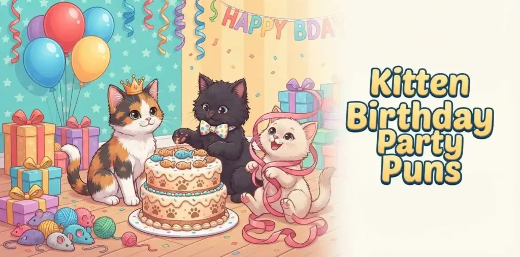 Kittens enjoying birthday party