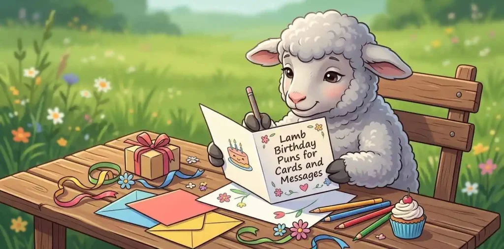 Lamb birthday card celebration