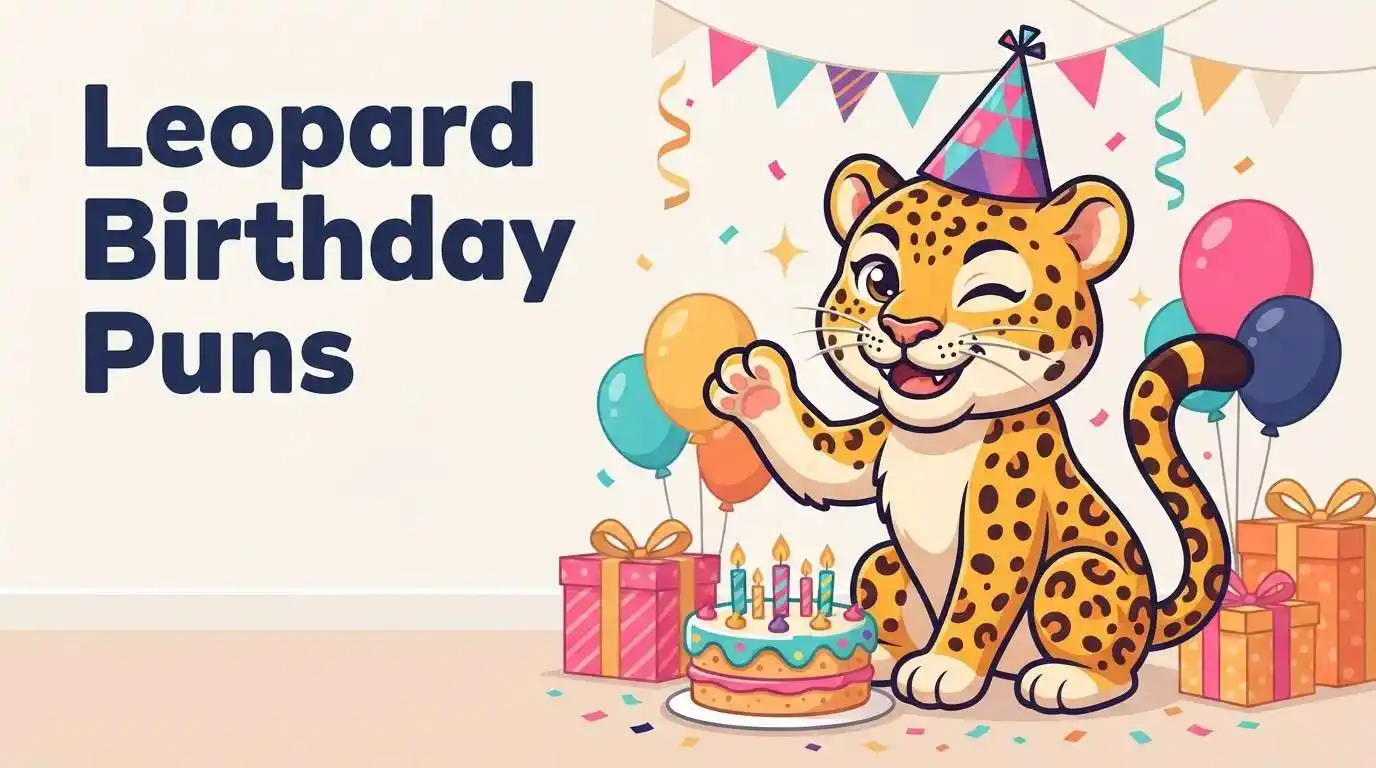 Cute leopard celebrating birthday