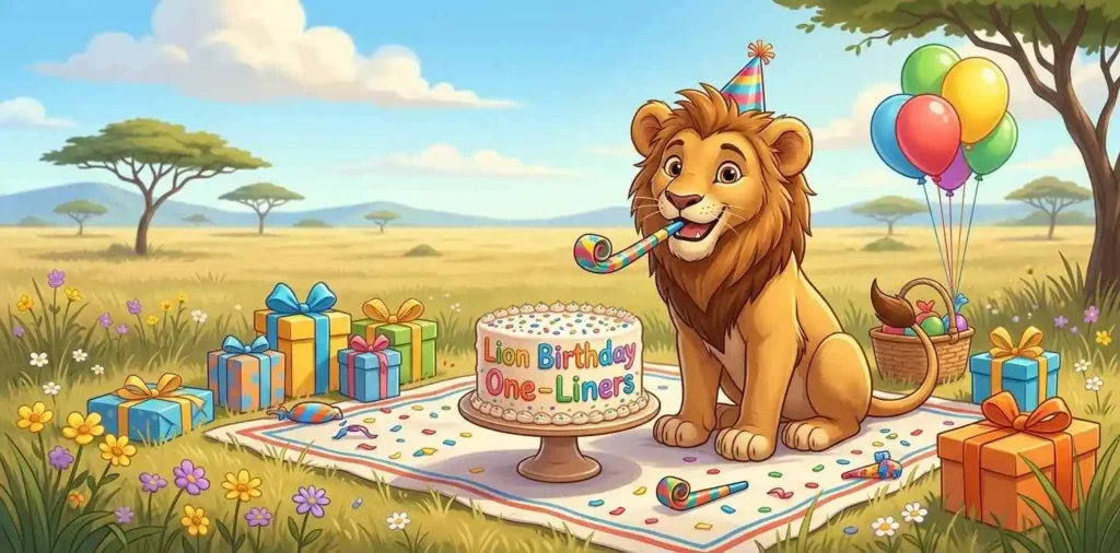 Funny lion birthday party