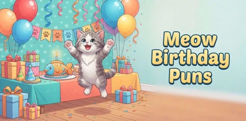 Playful kitten birthday celebration