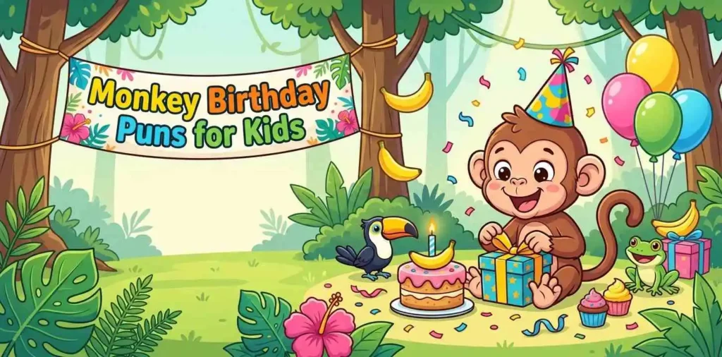 Cute monkey kids birthday