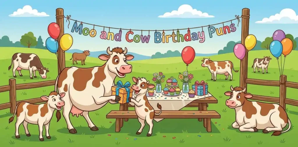 Cows celebrating birthday party