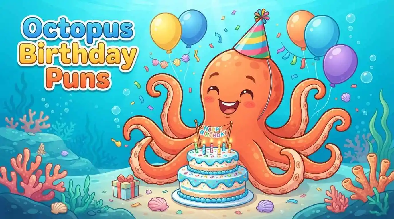 Cute octopus celebrating birthday party