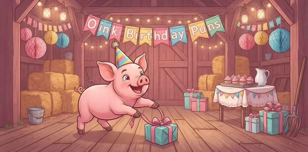 Playful pig birthday party