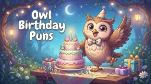 Cheerful owl birthday celebration