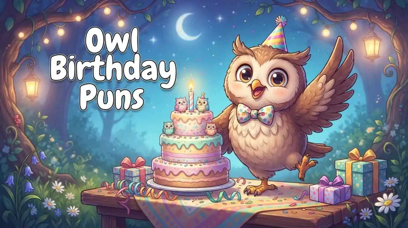 Cheerful owl birthday celebration