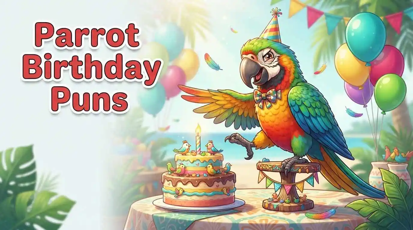 Cheerful parrot birthday celebration