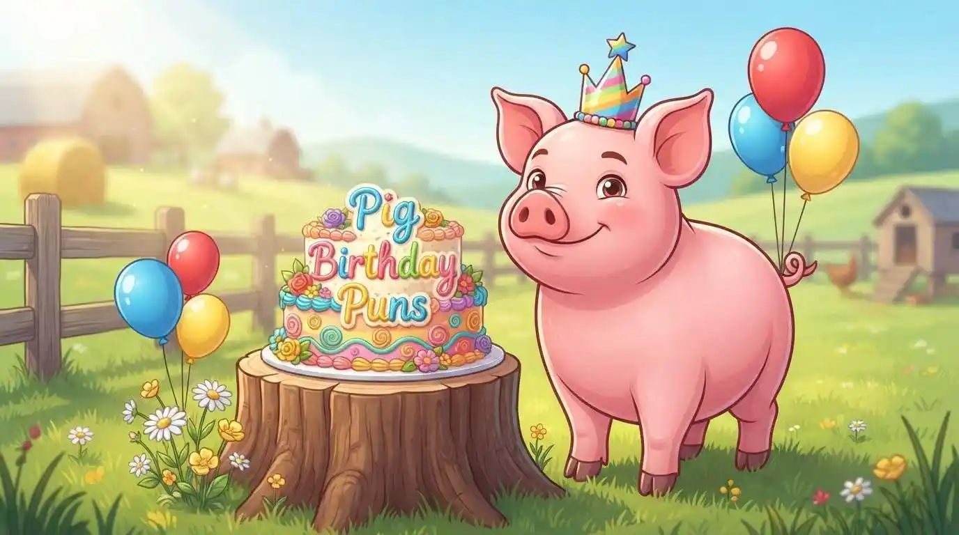 Cheerful pig birthday