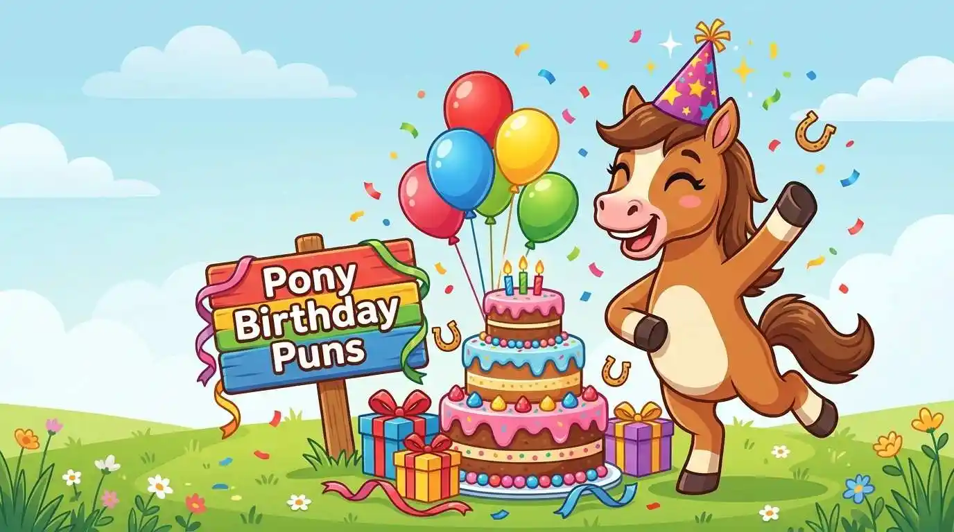 Cute pony celebrating birthday