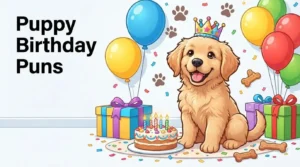 Cute puppy birthday celebration