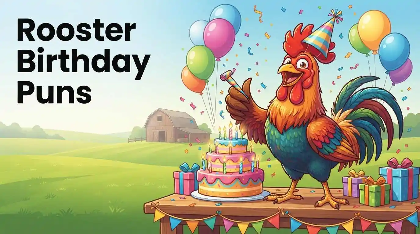 Funny rooster birthday celebration