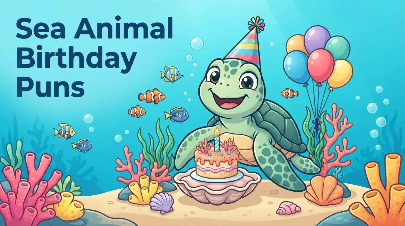 Funny sea animals birthday celebration