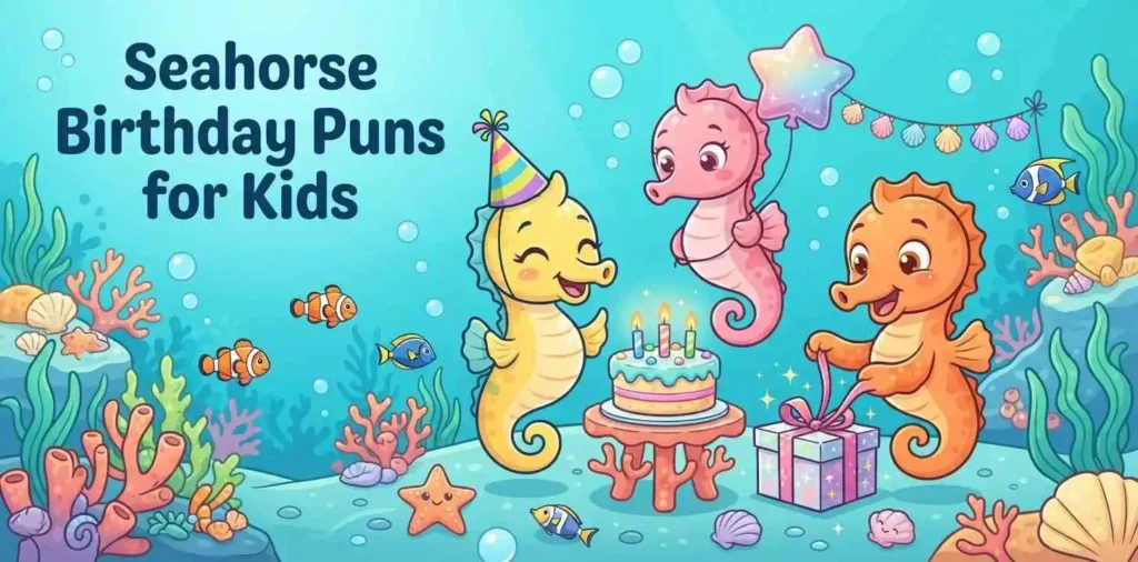 Cute seahorse birthday party kids