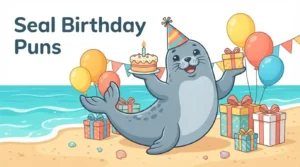 Cute seal celebrating birthday