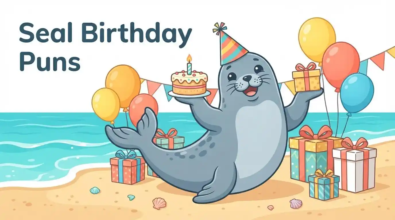 Cute seal celebrating birthday