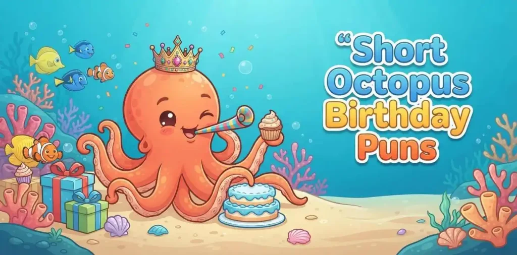 Octopus enjoying colorful birthday celebration