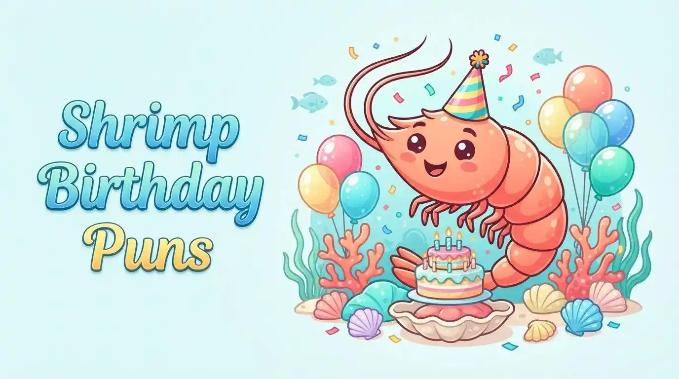 Cute shrimp celebrating birthday