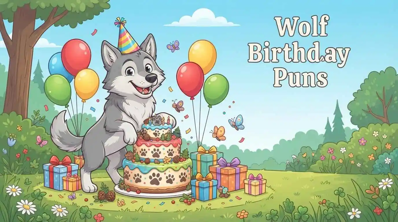 Funny wolf birthday celebration