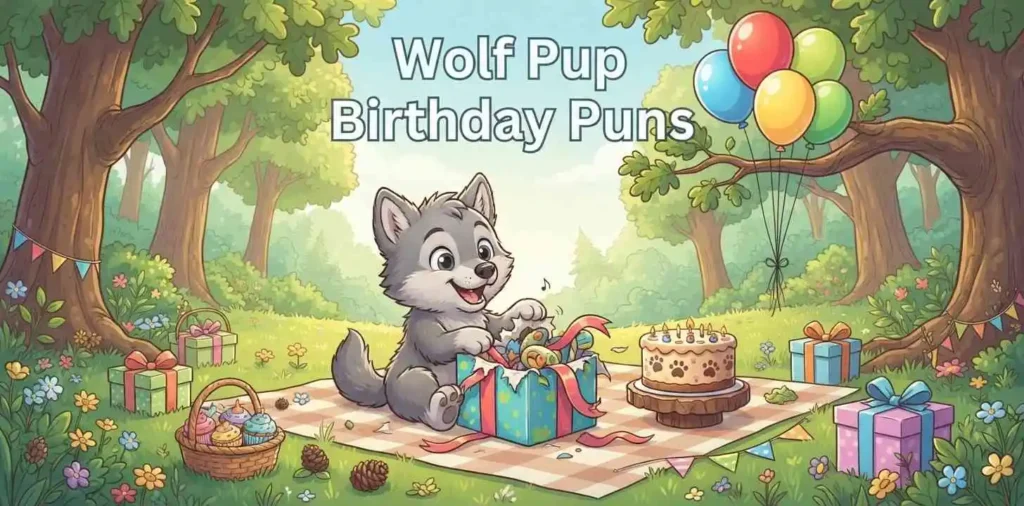 Cute wolf pup birthday party
