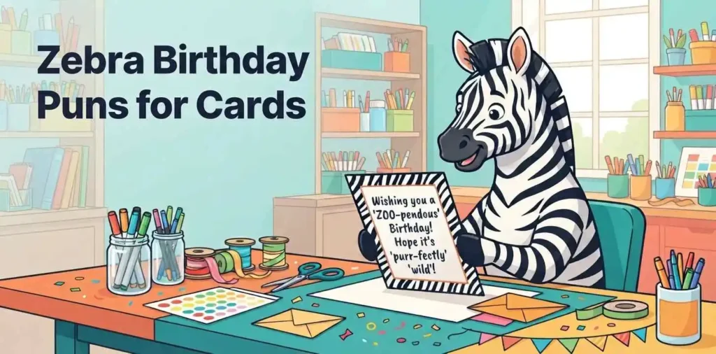 Zebra birthday card illustration